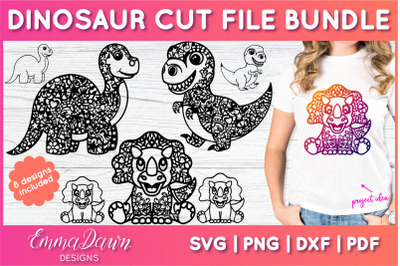 Dinosaur SVG Bundle | Dinosaur Zentangle Cut File