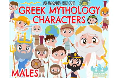 Greek Mythology Characters - Males Clipart - Lime and Kiwi Designs