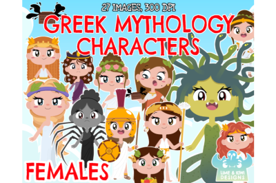 Greek Mythology Characters - Females Clipart - Lime and Kiwi Designs