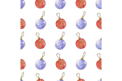 Watercolor Christmas, New Year seamless pattern