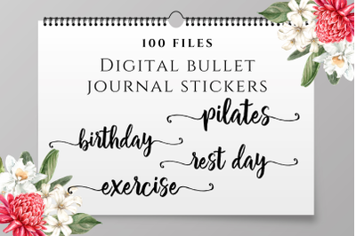 Bundle of stickers for planners, Digital bullet journal stickers