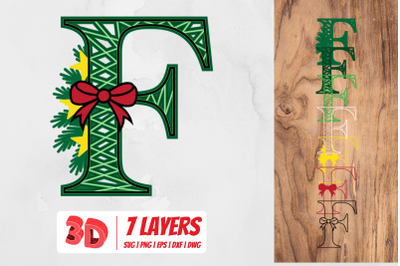 3D Christmas Letter F