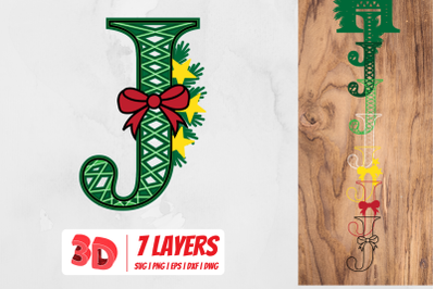 3D Christmas Letter J