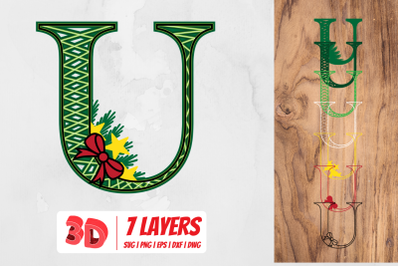 3D Christmas Letter U