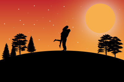 silhouette of couple in love