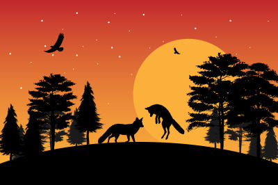 Wolf silhouette, simple vector illustration