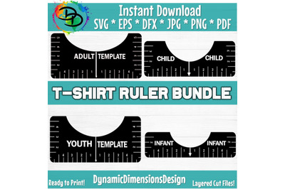 Tshirt Ruler SVG Bundle, T-shirt Alignment Tool DXF, Shirt Placement G