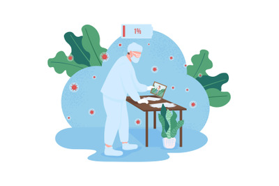 Overworked doctor flat concept vector illustration