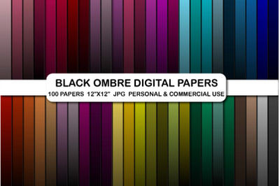 Black ombre digital papers, Ombre background pattern papers