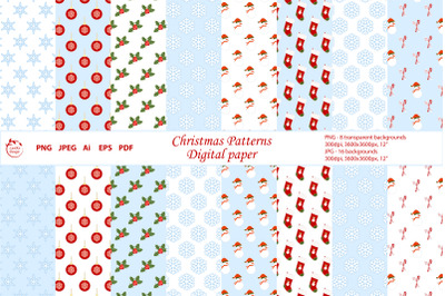 Christmas seamless patterns. Digital paper. Background