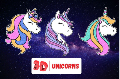 3D Unicorn SVG Bundle