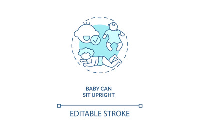 Baby can sit upright concept icon