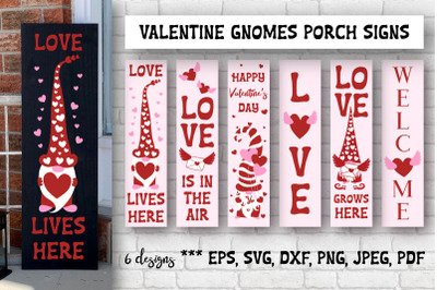 Valentine Gnomes Porch Signs. SVG cutting files.