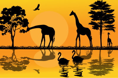 giraffe silhouette, simple vector illustration