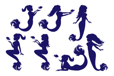 mermaid silhouette, simple vector illustration