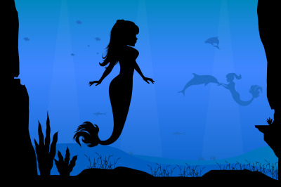 mermaid silhouette, simple vector illustration