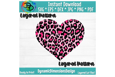 Leopard Print Heart SVG, Valentine&#039;s Day Cut File, Cute Girl Love Desi