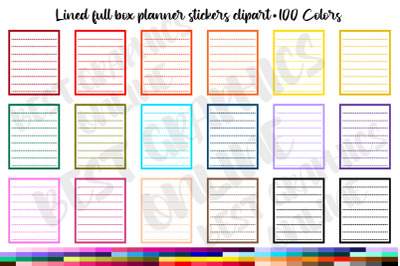 100 Lined full box planner clipart&2C; Notebook page full box