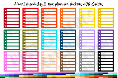 100 Hearts Checklist Full Box Planner