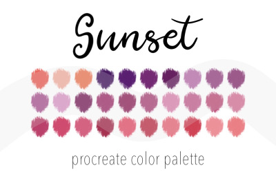 Sunset color palette for Procreate. Color Swatches.