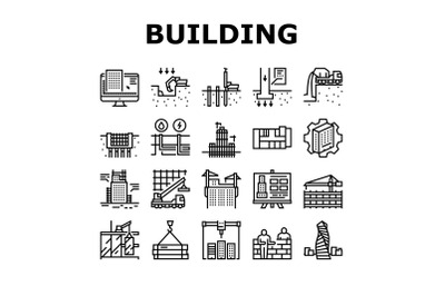 Building Construction Collection Icons Set Vector