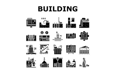 Building Construction Collection Icons Set Vector