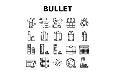 Bullet Ammunition Collection Icons Set Vector