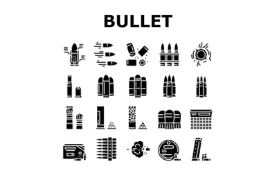 Bullet Ammunition Collection Icons Set Vector