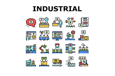 Industrial Process Collection Icons Set Vector