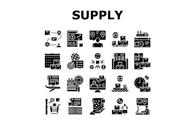Supply Chain Management System Icons Set Vector