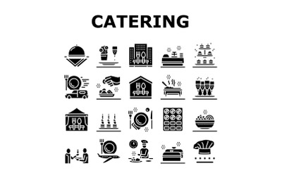 Catering Food Service Collection Icons Set Vector
