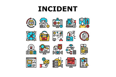 Incident Management Collection Icons Set Vector