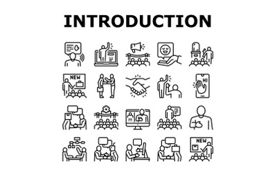 Introduction Speech Collection Icons Set Vector