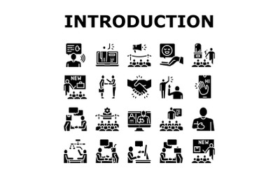 Introduction Speech Collection Icons Set Vector