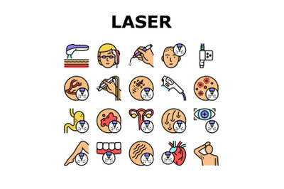 Laser Therapy Service Collection Icons Set Vector