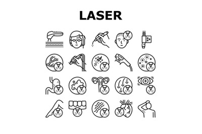 Laser Therapy Service Collection Icons Set Vector