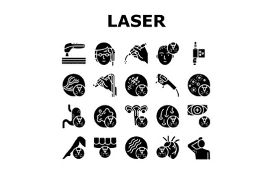 Laser Therapy Service Collection Icons Set Vector