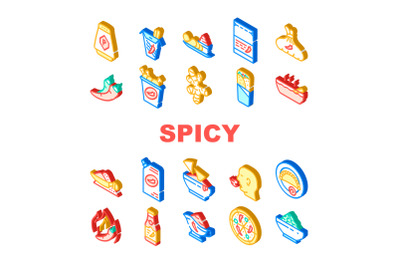 Spicy Dish Flavor Food Collection Icons Set Vector