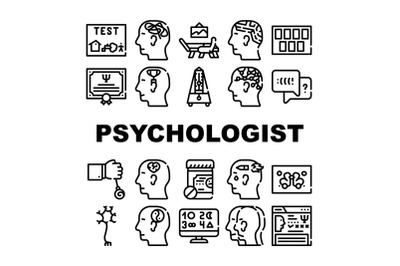 Psychologist Doctor Collection Icons Set Vector