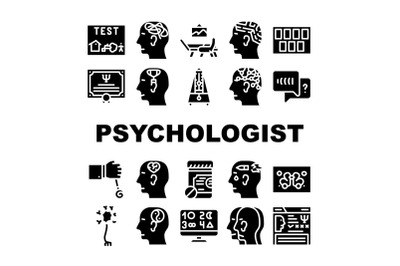 Psychologist Doctor Collection Icons Set Vector