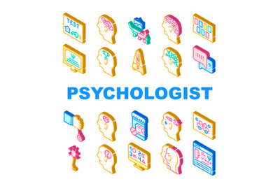 Psychologist Doctor Collection Icons Set Vector