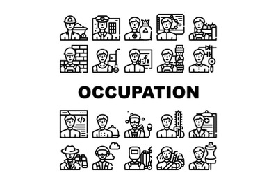 Male Occupation Job Collection Icons Set Vector