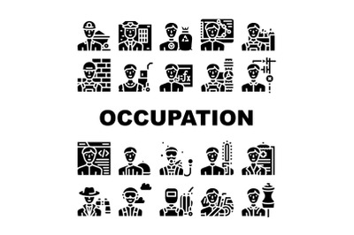 Male Occupation Job Collection Icons Set Vector