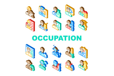 Male Occupation Job Collection Icons Set Vector