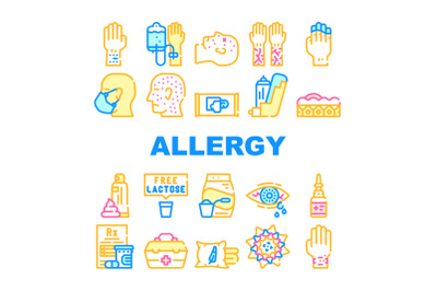 Allergy Health Problem Collection Icons Set Vector