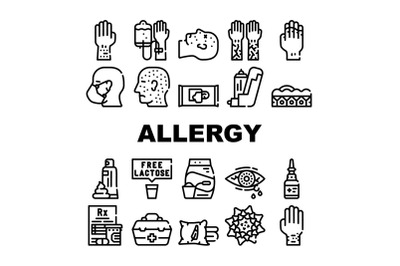 Allergy Health Problem Collection Icons Set Vector