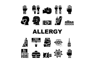 Allergy Health Problem Collection Icons Set Vector