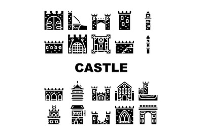 Castle Construction Collection Icons Set Vector Illustration