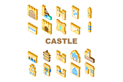 Castle Construction Collection Icons Set Vector Illustration