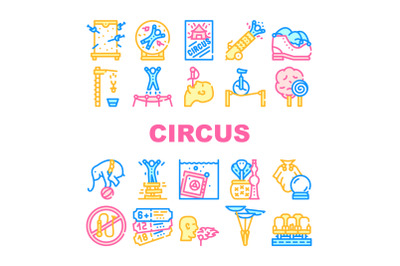 Circus Entertainment Collection Icons Set Vector Illustration